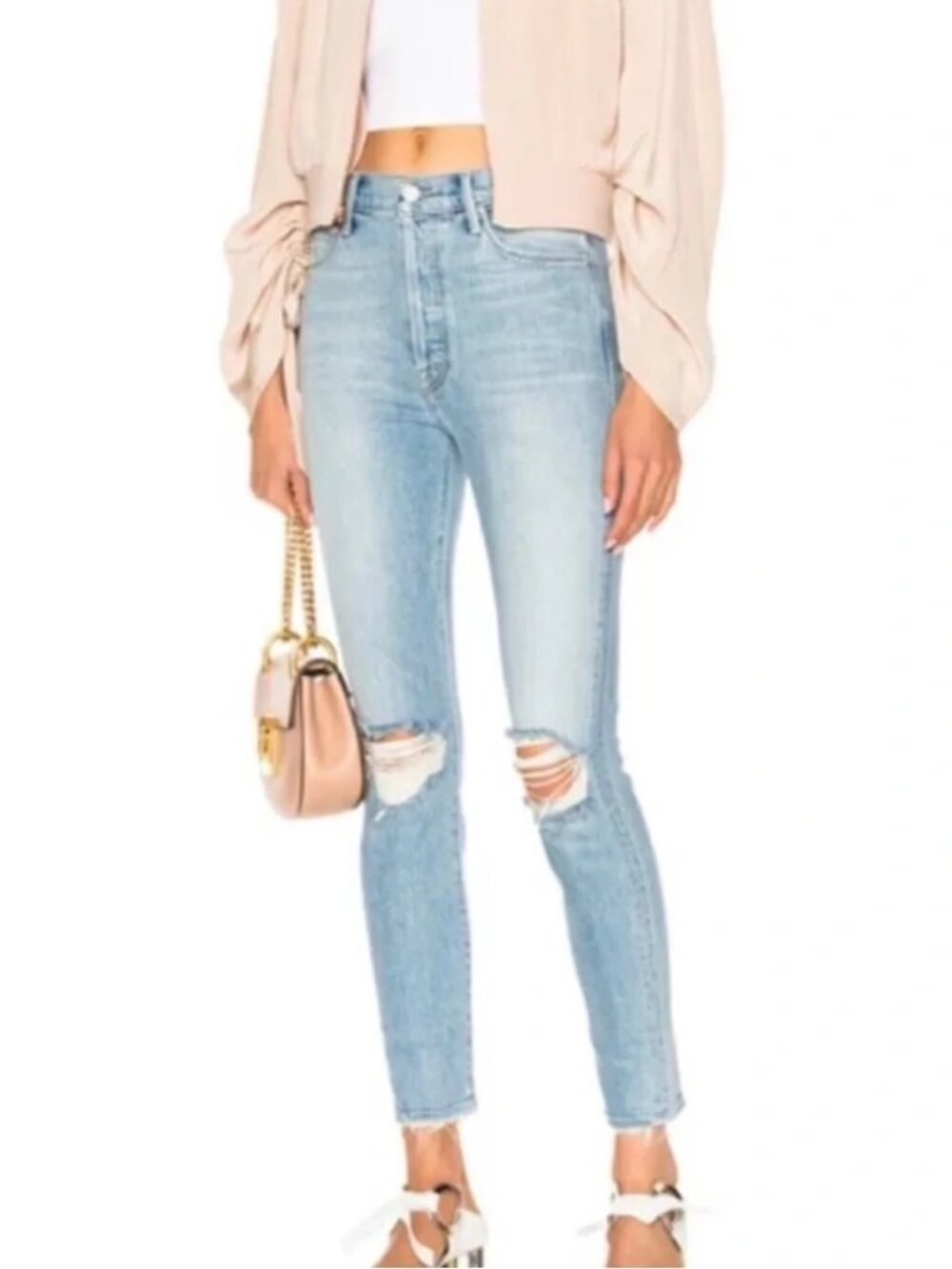MOTHER Denim x Miranda Kerr Easy Does It Jeans High Rise Light Wash Wash Size 24